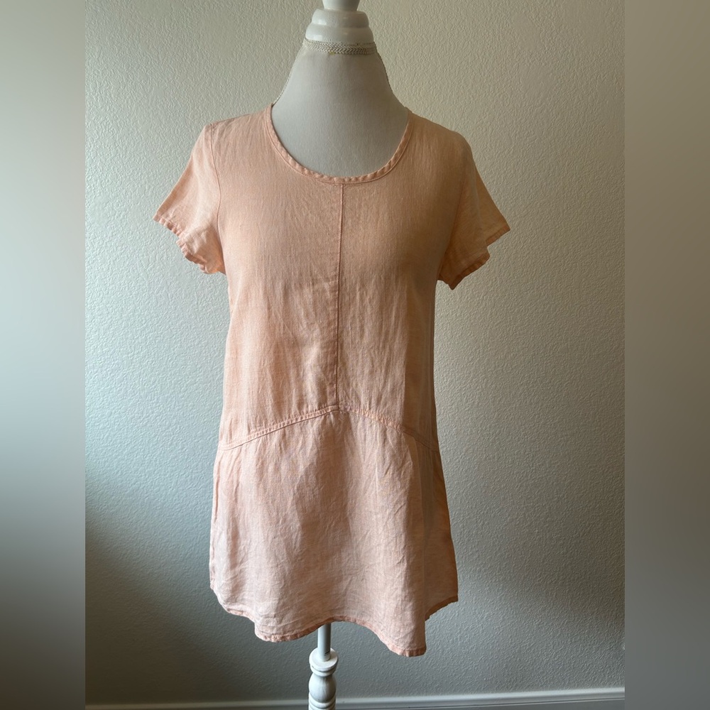 Flax Light Peach Short Sleeve Women's Top Size P
Linen Lightweight
